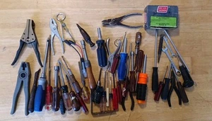 vintage hand tools lot pliers screwdrivers Metal Wood - Picture 1 of 6