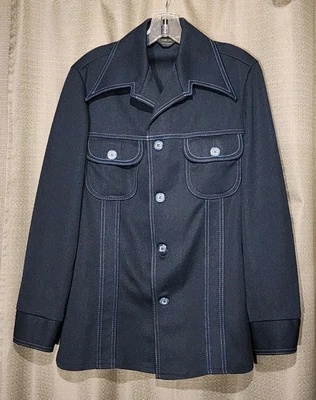 Vintage JC Penney Medium Blue Thick Polyester Western Jacket - Image 1 of 3