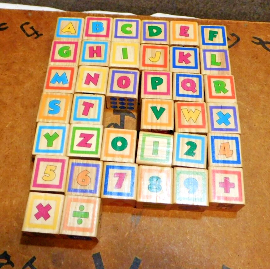 Disney Mickey & Minnie Mouse Grow & Learn 37 - 6 Sided Wood ABC Blocks - FLAW - Image 1 of 4