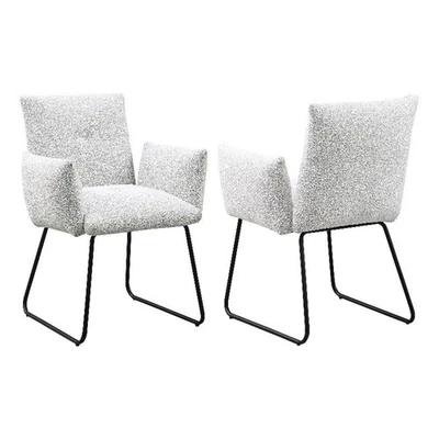 Ackland Upholstered Dining Arm Chair Light Grey (Set of 2) - Image 1 of 4