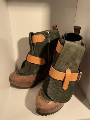 Vivienne Westwood Leather Double Zipper Short Boots Booties Green Brown used - Image 1 of 4