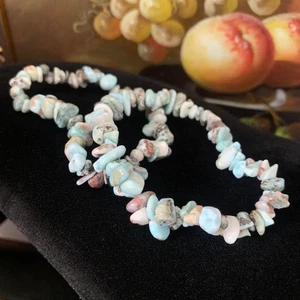 Juego de 2 Pulseras Elásticas Larimar Hechas a Mano Genuinas República Dominicana - Imagen 1 de 5