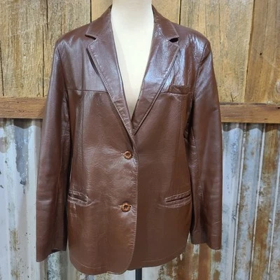 Vintage 70's Style Reed Sportswear Brown Leather Jacket Blazer - Men’s Size: S/M - Image 1 of 4
