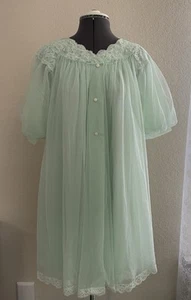 Vintage Shadowline Peignoir Mint Nachthemd Morgenmantel Set Neu im Karton - Bild 1 von 19