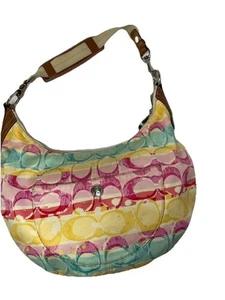 Borsa a tracolla Coach multicolore Big Cs con zip Y2K anni 2000 10x16" - Foto 1 di 9