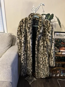 Fabuloso abrigo de piel sintética de leopardo Donna Salyers estampado animal grande palangre - Imagen 1 de 7