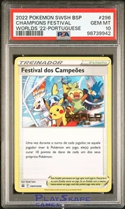 Pokemon Card PSA 10 Champions Festival PORTUGUESE Worlds Promo SWSH296 2022 - Picture 1 of 2