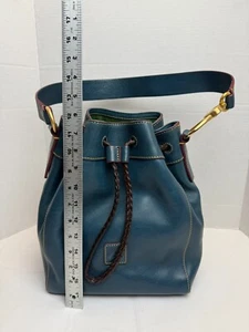 DOONEY & BOURKE florentinisches Leder Hattie große Kordelzug-Eimertasche blaugrün - Bild 1 von 21