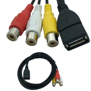 5FT USB 2.0 Female to 3 RCA Phono AV Cable Lead PC TV Aux Audio Video adapter - Picture 1 of 3