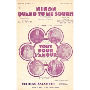 NINON QUAND TU ME SOURIS slow fox trot Film TOUT POUR L'AMOUR Ed SALABERT 1933 - Picture 1 of 1