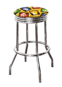 Bar Stool 29" Tall Chrome Finish Swivel Kitchen Novelty Game Room Billiards Pool - Picture 1 of 47