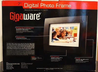 GIGAWARE 7” Digital Photo Frame 16:9 High Resolution Black Wood SD MS MMC Slots - Image 1 of 4