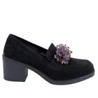 Lorenz Black high-heeled loafers with stones