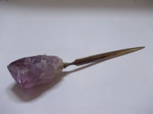 BRIEFÖFFNER mit AMETHYST natur Chevron Vintage Edelstein L12,50cm - Bild 1 von 2