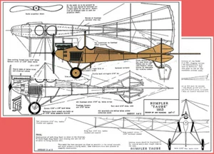 R&N Model Airplane Plans (FF): 1913 Rumpler 'Taube' 25" 1/16 Scale Rubber-Pow'ed - Picture 1 of 4