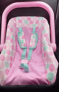 My Sweet Love Baby Pink & Green Plastic Toy Carrier Car Seat With Cover & Handle