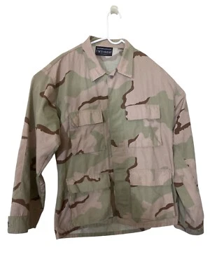 Tact Gear Button Down Mens M/L Camo Duck Hunting Outdoor Shacket Shirt Grunge - Image 1 of 4