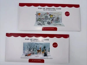 Lot Of 2 Up With Paper 3D Pop-Up Christmas Cards- Combo A- Over $30 Retail! - Picture 1 of 4