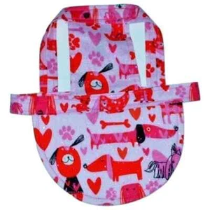 Pink Puppies and Hearts Sparkle Cotton Dog Hat Cap Sun Visor -Size Large - Picture 1 of 4