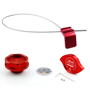 Red Oil Filler Cap+ Radiator Cap+ Oil Dipstick For Honda Acura K24 K Series - Picture 1 of 16