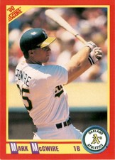 1990 Score #385 Mark McGwire Oakland Athletics A's Card