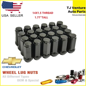100PCS BLACK 14X1.5 BULGE ACORN LUG NUTS 1.77" TALL FOR CHEVROLET - Picture 1 of 6