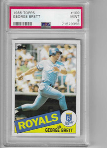 1985 Topps George Brett #100 PSA 9 Mint Baseball Card.