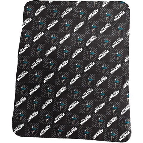 San Jose Sharks 60'' x 50'' Repeat Pattern Lightweight Throw Blanket Cover