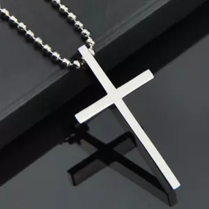 Stainless Steel Silver Jesus Christ Cross Pendant Necklace Chain for Men Women - Picture 1 of 13