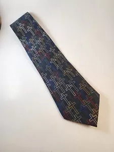 ROBERTO CELLIN Cross PRINTS MEN'S NECKTIE~ MULTICOLORED Church/Religious - Picture 1 of 5