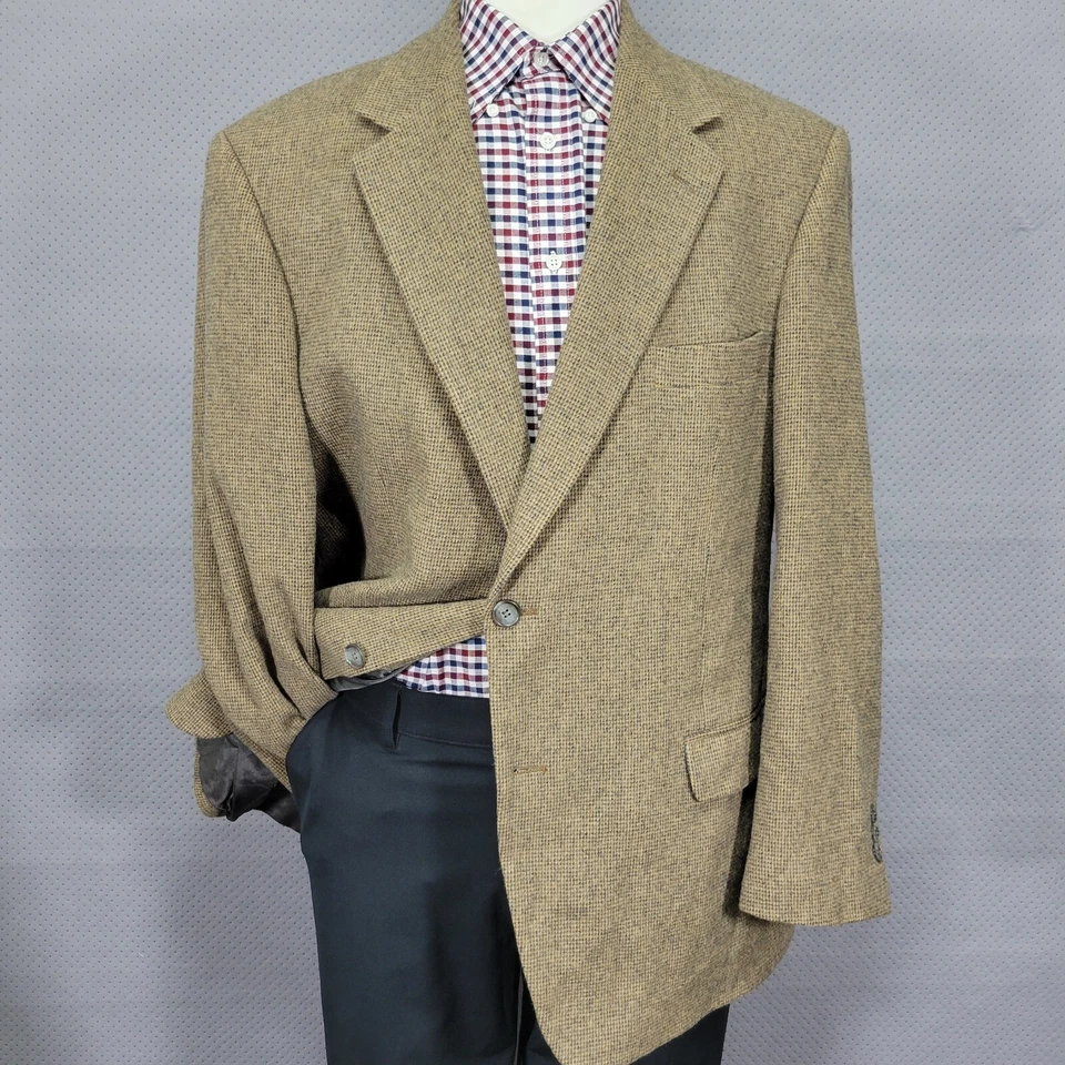 Abrigo Blazer Deportivo Chereskin Para Hombre Dos Botones Marrón Cabello Camel Talla 46R Foto 1 de 4