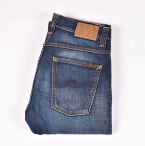 .29376 Nudie Jeans Slacker Jack Dark Organic Used blue Men Jeans size 31/32 - Picture 1 of 6