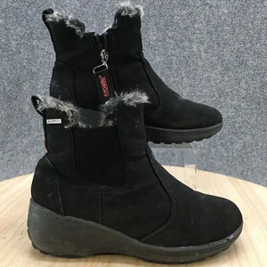 Khombu Winter Snow Boots Womens 8 M Ashlyn Black Faux Leather Round Toe Faux Fur - Picture 1 of 16