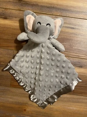 Manta de seguridad para bebé con orejas arrugadas de elefante gris felpa Lovey Dot Minky en muy buen estado Foto 1 de 4