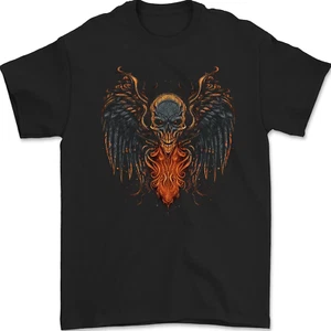 Fallen Angel Calavera Demonio Ala Llamas Camiseta Hombre 100% Algodón - Imagen 1 de 2
