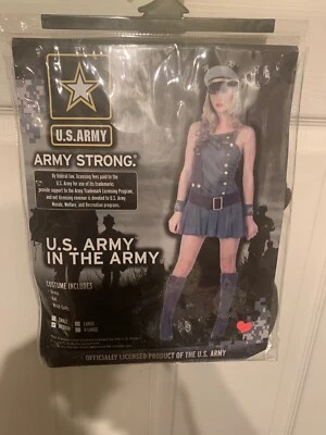 New Underwraps Army Strong Sexy Camo Costume Adult Size Medium Dress Hat Cuffs - Image 1 of 4