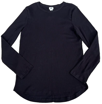 NUEVO CON ETIQUETAS H&M David Beckham Modern Essentials Camiseta Negra Waffle Manga Larga Talla S Foto 1 de 4