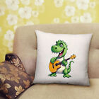 Dinosaur T-Rex Playing Guitar Cushion Guitarist Gift - 40cm x 40cm