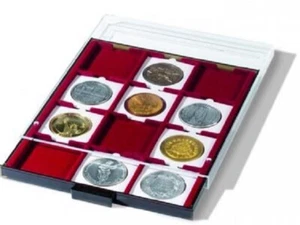 Caja Bandeja Moneda Borgoña 2.5x2.5 12 XL Snaplock Soportes 67mm Ranuras Regalo Coleccionista - Imagen 1 de 6