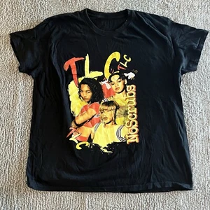 TLC No Scrubs Graphic T Shirt Size M Black Short Sleeve Vintage Music Band Tee - Picture 1 of 7