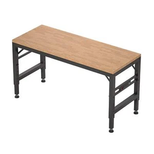 Adjustable Height Workbench, 60" Rubber Wood Top Heavy Duty Workstation With Pow - Picture 1 of 14