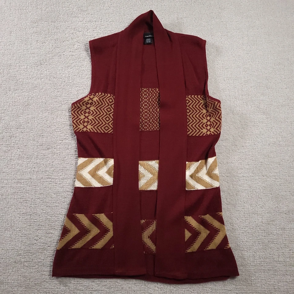 Cárdigan vintage Rue 21 para mujer frente abierto sin mangas talla mediana boho hecho en EE. UU. Foto 1 de 4