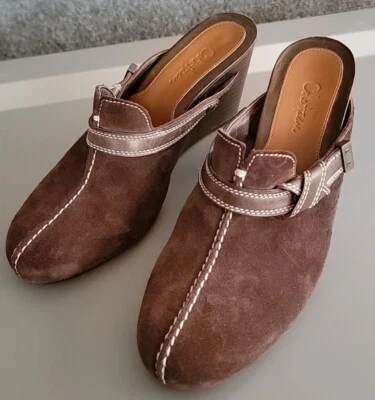 Zueco de gamuza marrón Cole Haan Mula zapato sin cordones tacón de cuña para mujer EE. UU. 6,5 B Foto 1 de 4