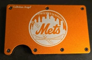 New York Mets Engraved Titanium Orange RFID Blocking Wallet w Clip SLIGHTLY USED - Picture 1 of 3