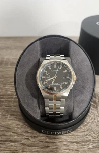 Citizen Eco-Drive H145-S113962 Radio Solar Wristwatch Black Dial with Box - Picture 1 of 13