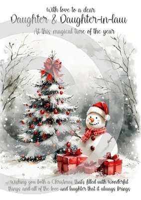 PICKTURE-THIS Daughter And Daughter In Law Scenic A5 Size Christmas Card and Red Envelope