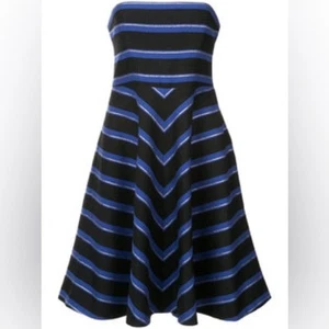 NWT HALSTON HERITAGE STRIPED STRAPLESS DRESS SIZE 2 chevron a line fit flare - Picture 1 of 7