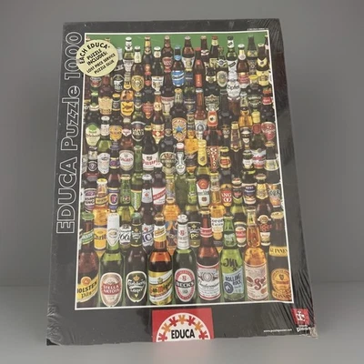 Educa 1000 Pc Jigsaw Puzzle Genuine Beers Bottles New Sealed Vintage Box Wear - Image 1 of 4