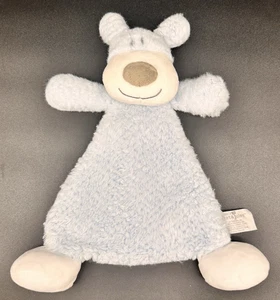 Demdaco Nat & Jules Plush Blue White Puppy Dog Lovey Security Blanket 14" Rattle - Picture 1 of 7