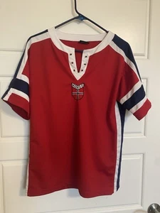 Nord Suvenir Norway Norge Shirt Football Club Kit Soccer Mens Size S RED READ - Picture 1 of 11